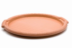 TACA BEŻOWA NAKRAPIANA OKRĄGŁA PLASTIKOWA TACKA 5903662206184